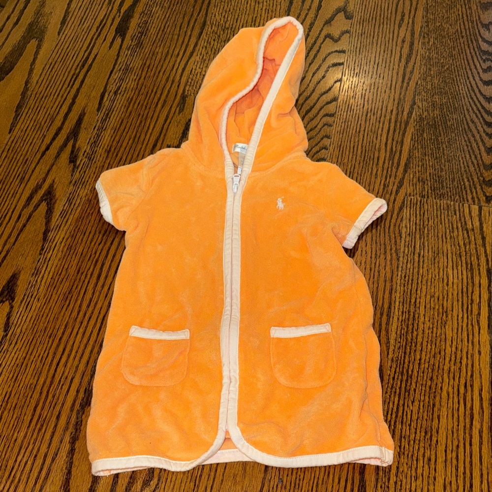 Ralph Lauren Baby Tanegrine Orange Hooded Terry Cover up